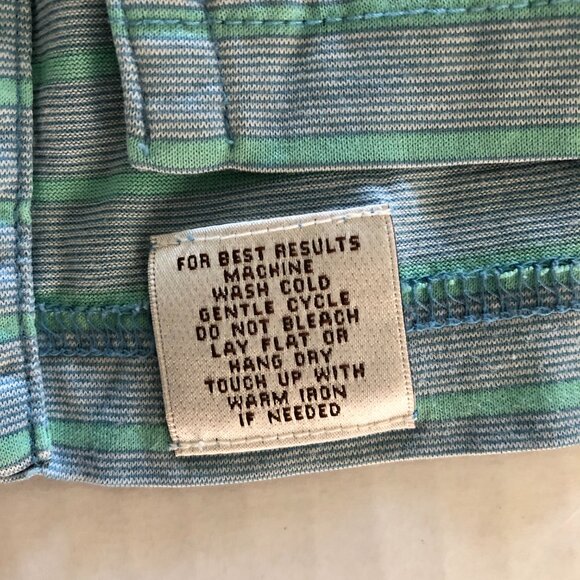 Peter Millar Men's Polo Shirt Sz XL Short Sleeve Stripped Green Blue Golf Casual - Picture 9 of 9